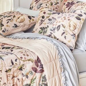 Anthropologie Seren Velvet Floral Quilt